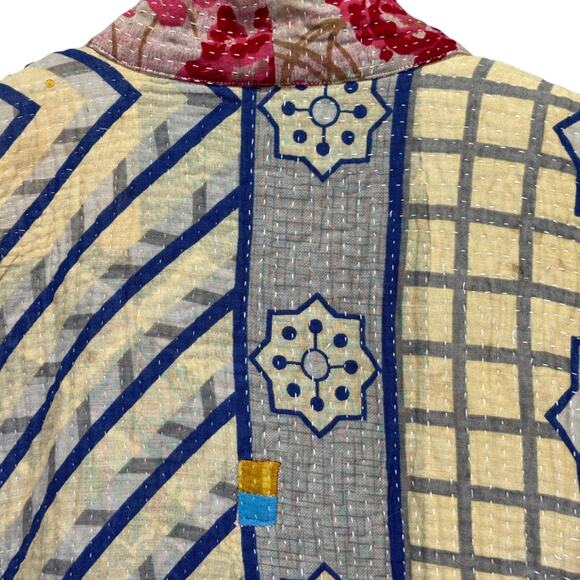 Earthbound Trading Co Quilted Jacket Women Japanese India Floral Cotton S/M - Picture 6 of 13